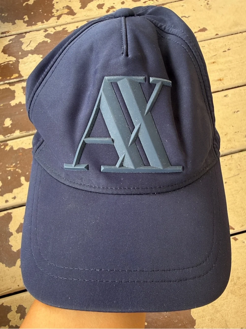 Armani Exchange Navy Blue Men’s Baseball Cap with Raised AX Logo